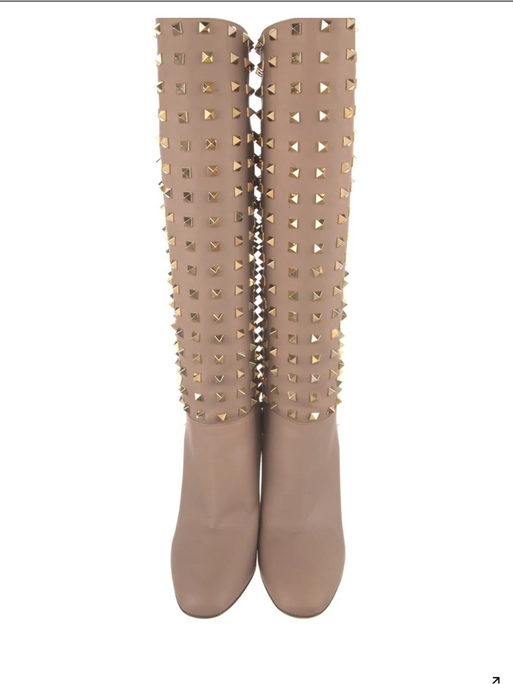 Valentino Rockstud Knee-High Boots in Taupe